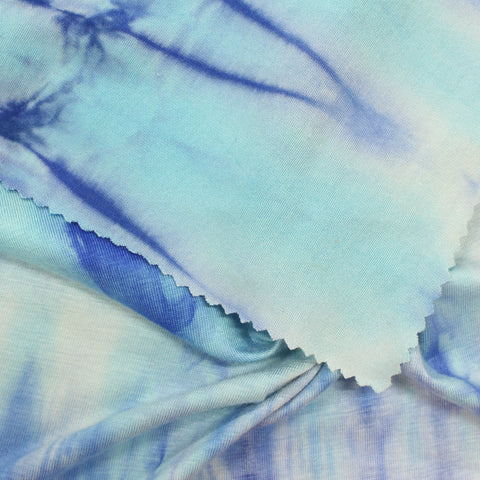 Blue Watercolor Jersey Knit, Polyester