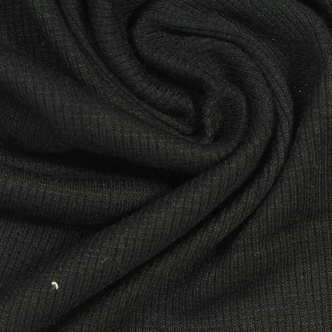 Viscose Stretch Rib Knit Fabric, 207 gsm, 123 cm — Black