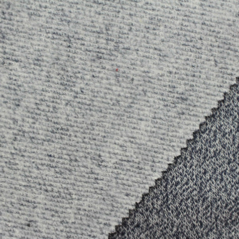Dark Blue Marl French Terry, Poly-Cotton, 292 gsm