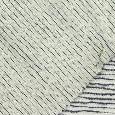 Navy Horizontal-Stripe Jersey Knit, Polyester, 200 gsm
