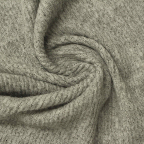 Grey Heather Rib Knit, Polyester, 230 gsm