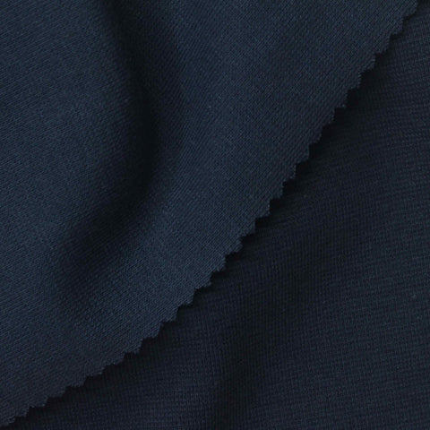 Navy Rib Knit, Cotton-Poly