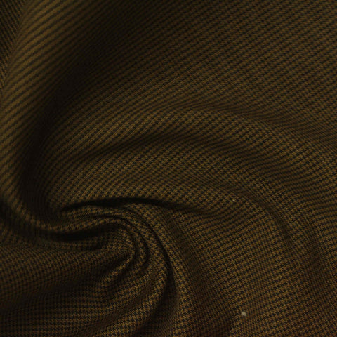 Fine Plaid Cotton Polyester Stretch Woven Fabric, 260 gsm, 145 cm — Brown