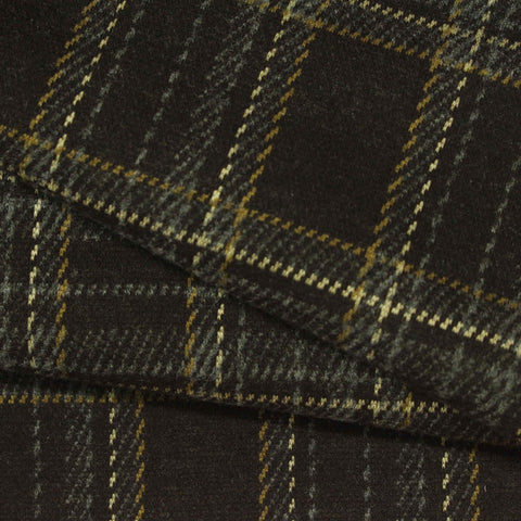 Dark Brown Plaid Interlock Knit, Polyester, 299 gsm