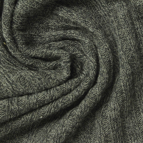 Olive Heather Rib Knit, Poly-Viscose