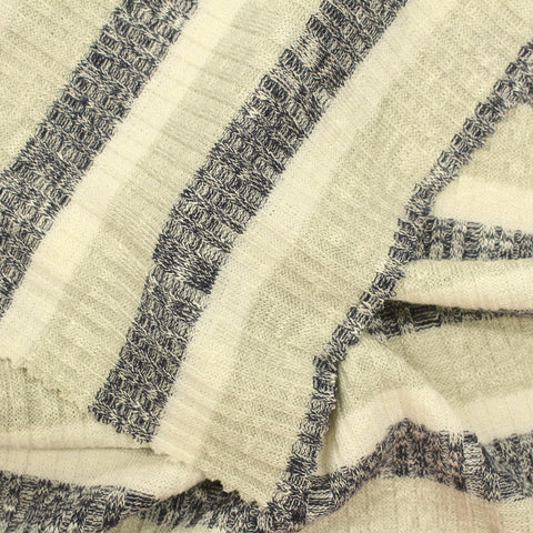 Cream Horizontal-Stripe Knit, Poly-Viscose, 216 gsm