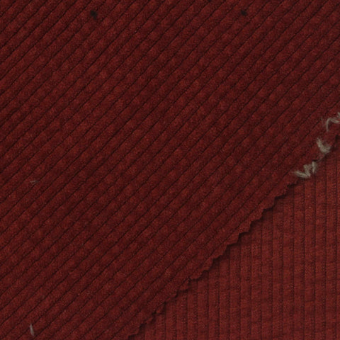Deep Red Ribbed Knit Corduroy, Polyester