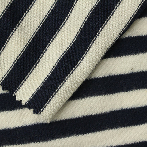 Navy Horizontal-Stripe Chunky Knit, Viscose-Poly, 237 gsm