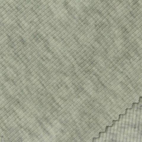 Light Grey Marl Rib Knit, Poly-Cotton, 270 gsm