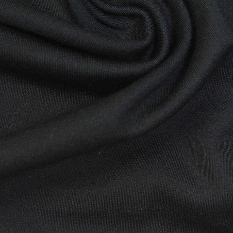 Viscose Nylon Stretch Ponte Knit Fabric, 310 gsm, 160 cm — Black, ref EF-251957