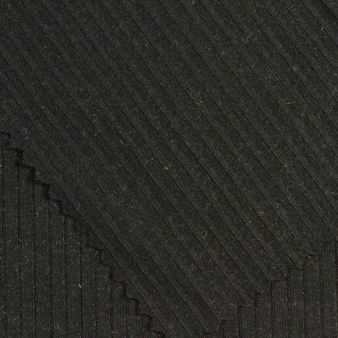 Viscose Stretch Rib Knit Fabric, 340 gsm, 130 cm — Black