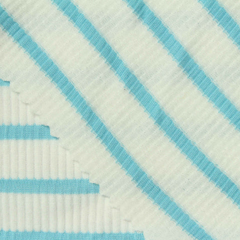 Light Blue Horizontal-Stripe Crepe, Poly-Viscose