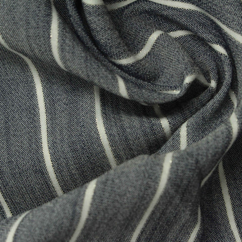 White Vertical-Stripe Woven, Viscose-Poly
