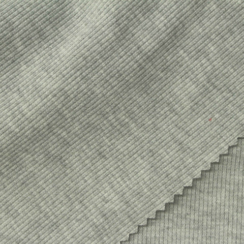Grey Marl Rib Knit, Poly-Viscose, 335 gsm
