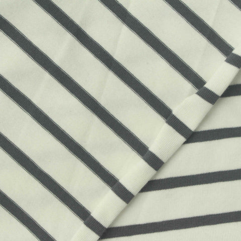 Dark Grey Stripes Jersey Knit, Cotton, 180 gsm