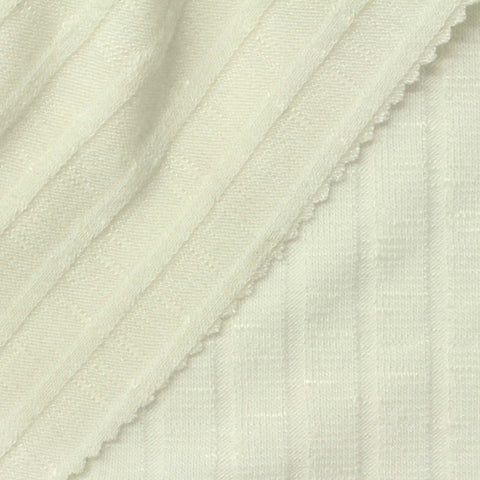Slub Viscose Polyester Stretch Rib Knit Fabric, 315 gsm, 152 cm — Beige