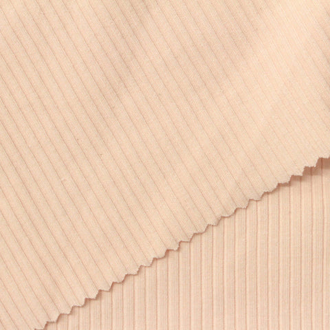 Pale Peach Rib Knit, Cotton-Poly