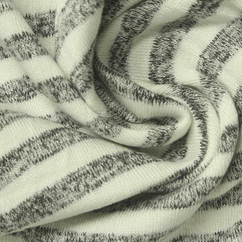 Cream Horizontal-Stripe Chunky Knit, 357 gsm