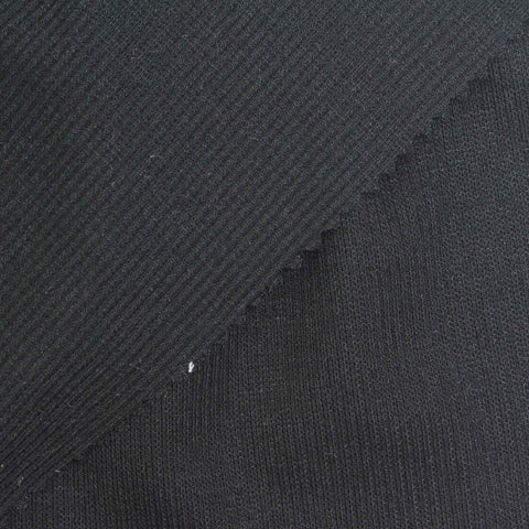 Polyester Stretch Rib Knit Fabric, 240 gsm, 125 cm — Black