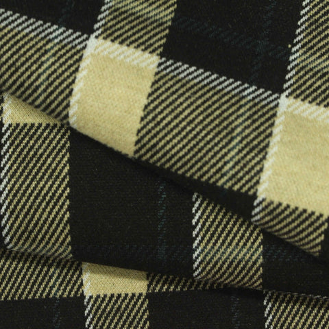 Black Plaid Interlock Knit, Poly-Viscose, 389 gsm