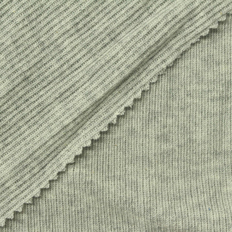 Light Grey-Green Heather Rib Knit, Cotton
