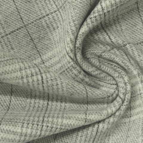 Light Grey Check Interlock Knit, Poly-Viscose