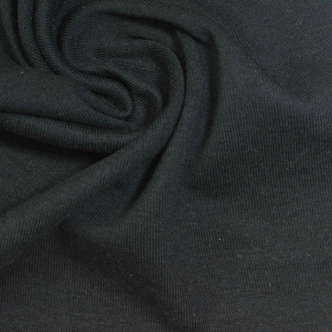 100% Cotton Rib Knit Fabric, 200 gsm, 165 cm — Black