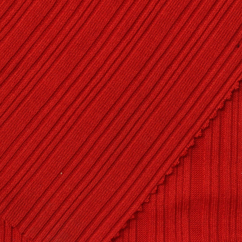 Tencel Lyocell Stretch Rib Knit Fabric, 290 gsm — Red