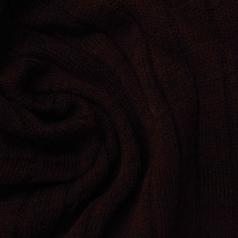 Slub Cotton Polyester Rib Knit Fabric, 220 gsm — Brown