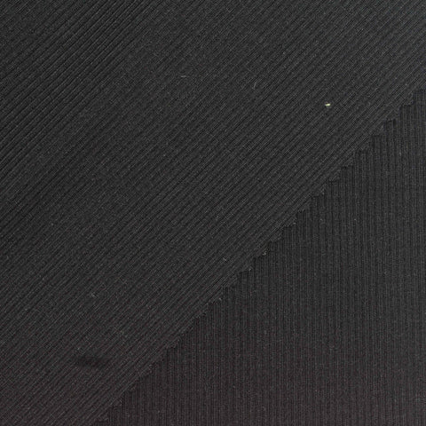 Viscose Stretch Rib Knit Fabric, 340 gsm, 127 cm — Black