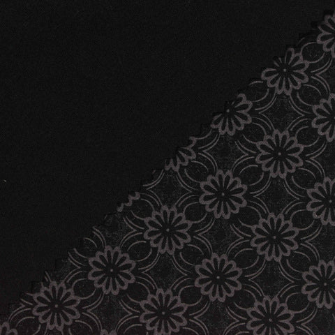 Dark Grey Floral Jacquard, Poly-Viscose, 240 gsm