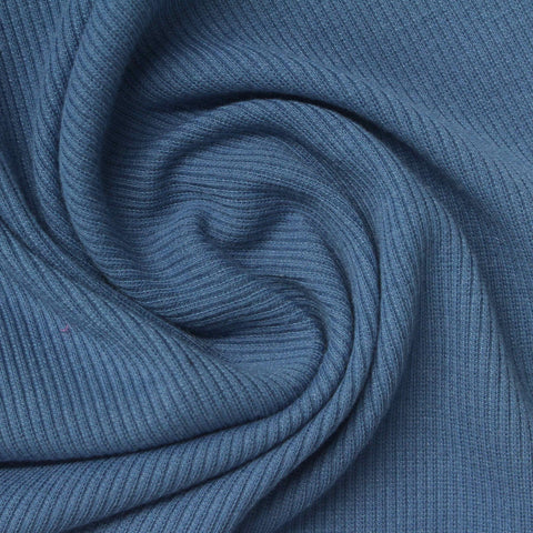 Polyester Stretch Rib Knit Fabric, 260 gsm, 120 cm — Blue