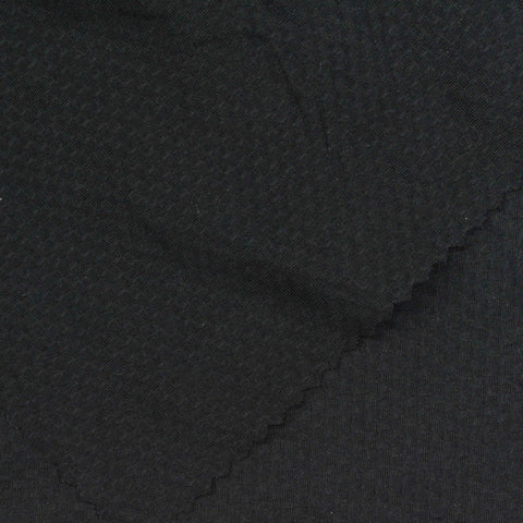 Black Mini-Grid Waffle Knit, Polyester