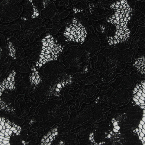 Black Floral Lace, Cotton-Nylon, 125 cm