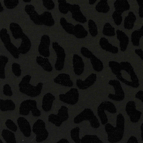 Green Tone-on-Tone Leopard Knit, Cotton-Poly