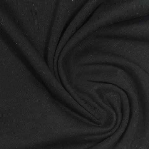 100% Cotton Interlock Knit Fabric, 180 gsm, 165 cm — Black
