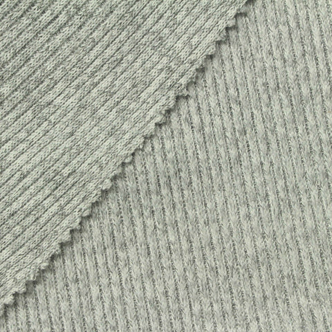 Light Grey Marl Rib Knit, Polyester, 230 gsm, 160 cm