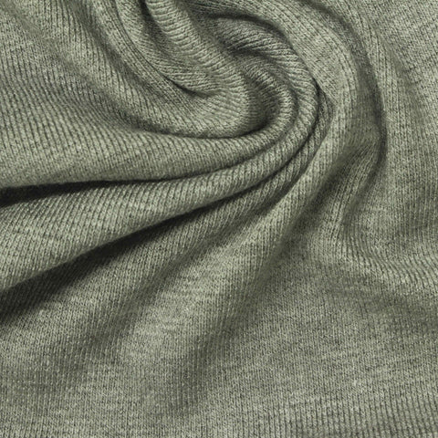 Heathered Olive Marl Rib Knit, Viscose-Poly