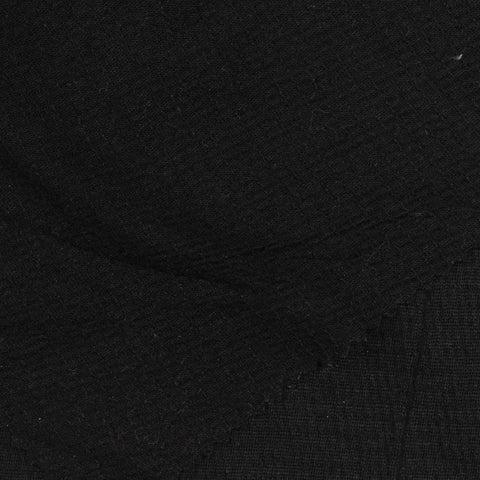 Polyester Viscose Stretch Crepe Fabric, 140 gsm, 140 cm — Black