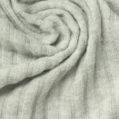 Grey Heather Rib Knit, Poly-Viscose