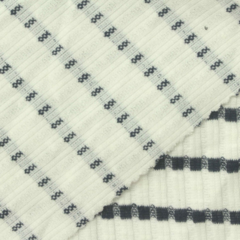 Dark Grey Horizontal-Stripe Jacquard, Cotton-Poly