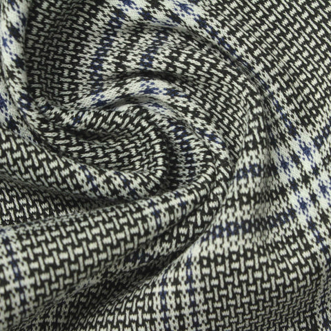 Black Plaid Interlock Knit, Polyester, 330 gsm