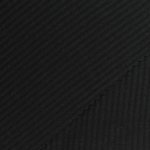 Black Rib Knit, Poly-Viscose