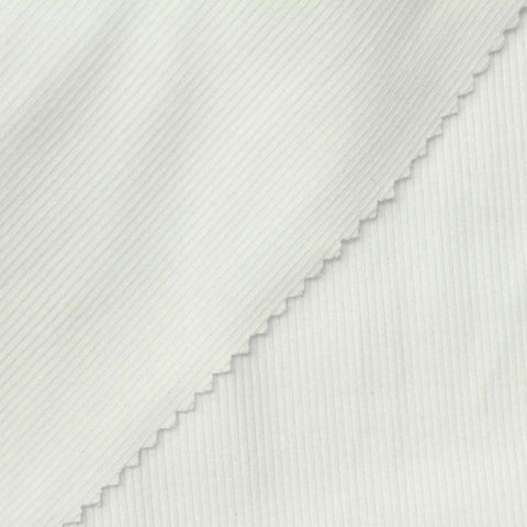 Cotton Modal Stretch Rib Knit Fabric, 330 gsm, 150 cm — White