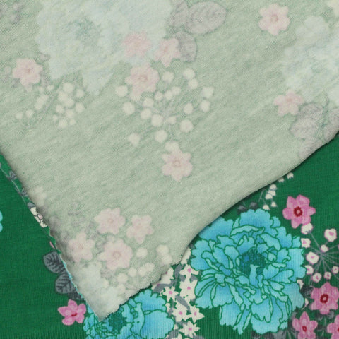 Blue Bold-Floral Jersey Knit, Cotton