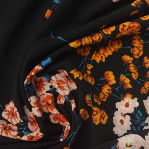 Pink Floral Jersey Knit, Polyester, 180 gsm