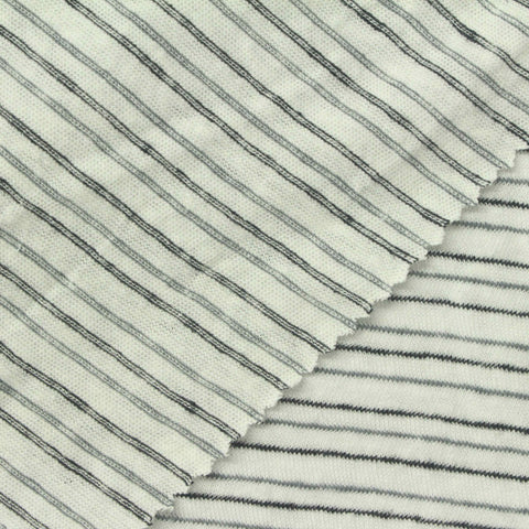 White Horizontal-Stripe Jersey Knit, 160 gsm