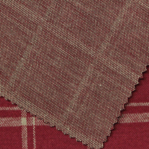 Red Plaid Interlock Knit, Cotton