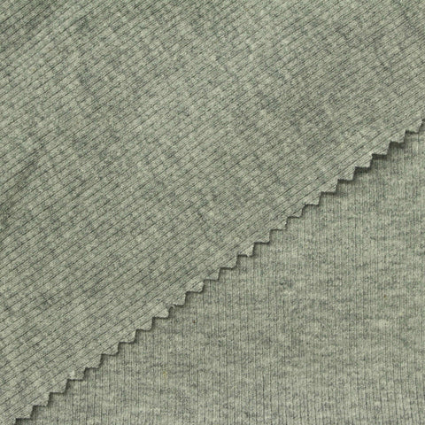 Light Green Heathered-Marl Rib Knit, Cotton, 300 gsm