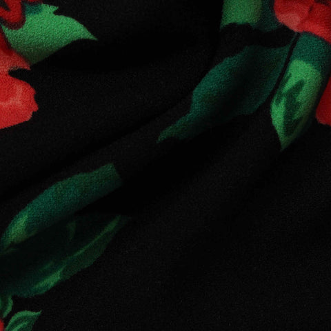 Red Flowers Scuba Knit, Polyester